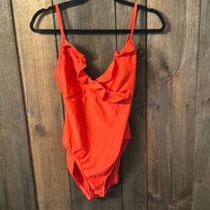 Oscar de la Renta orange/red one piece swimsuit
